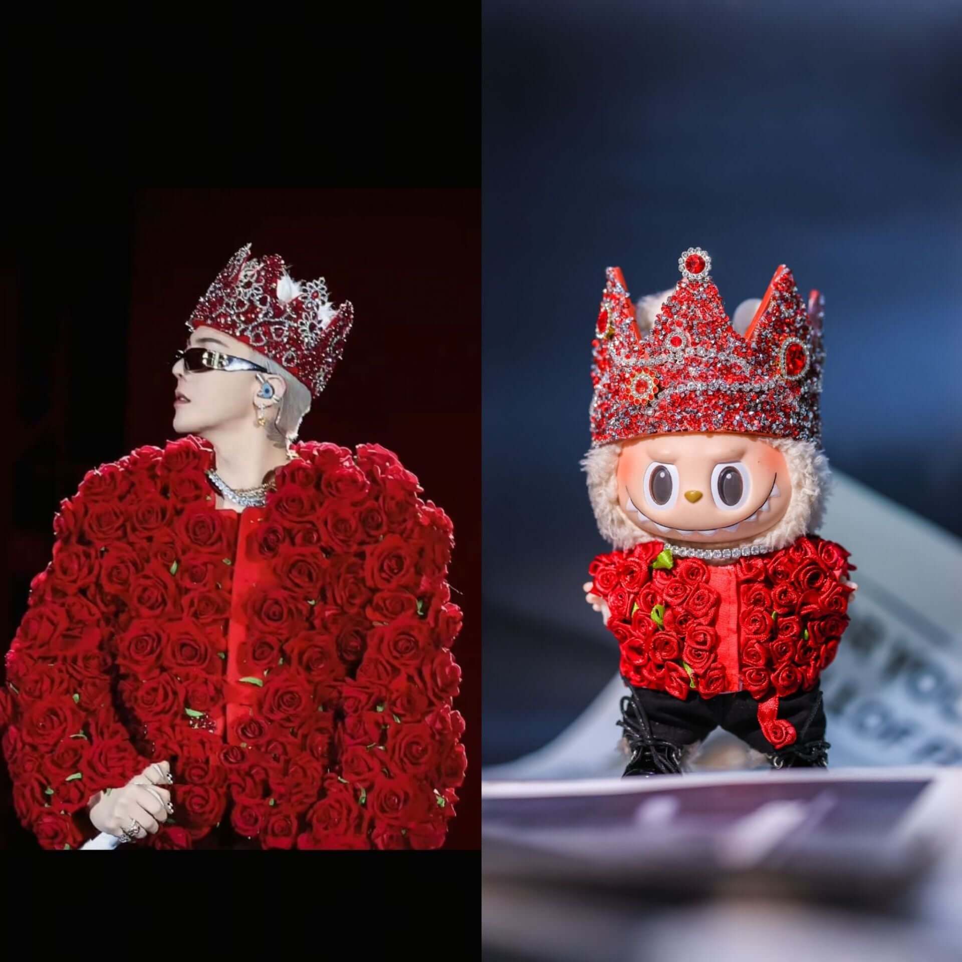 G-Dragon 赤バラ衣装 Labubu コスチューム labubu dress & labubu doll cloth – Handmade 17 cm Party