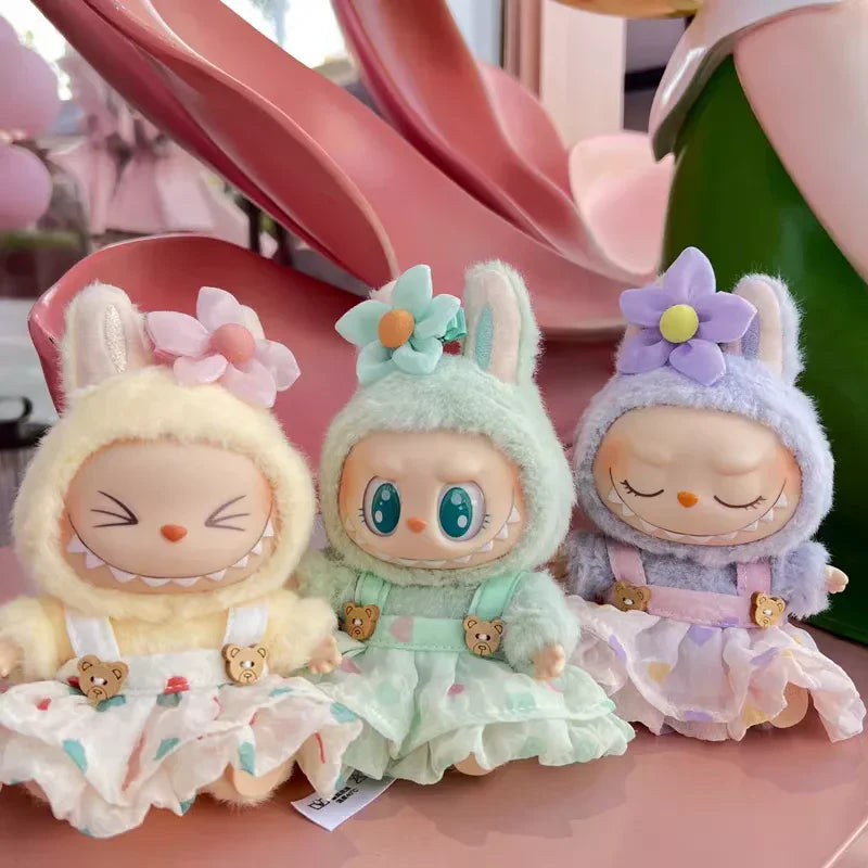 A flat lay of budget-friendly materials like felt, socks, and fruit nets, perfect for creating your first handmade Labubu doll clothes.