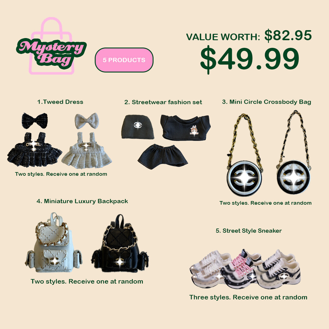 Labubu “Deluxe Fashion Set” Mystery Bag – 5 Products (Over US$80 Value)