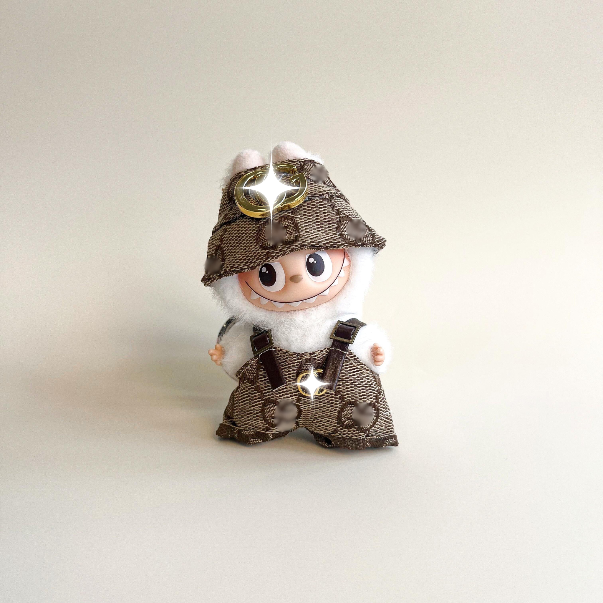 Labubu 4.0 Monogram Hat & Suspender Pants Outfit Set