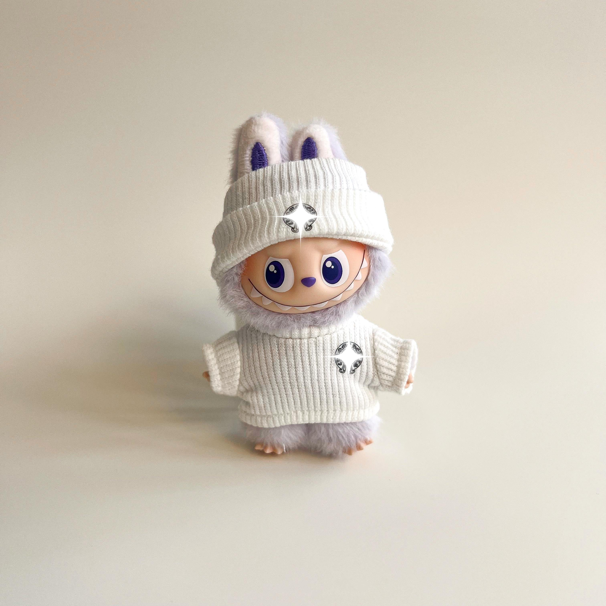 Labubu 4.0 Hooded Emblem Knit Sweater & Beanie Set