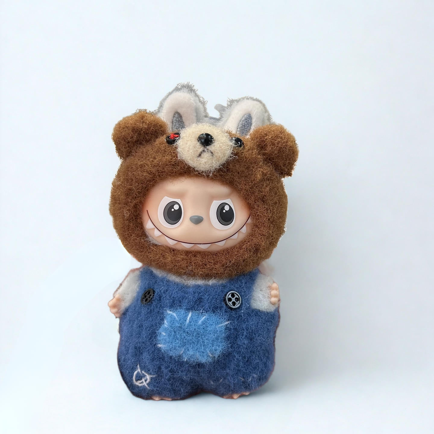 Labubu 4.0 Brown Bear Outfit – Overalls Patch Design