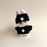 Labubu 4.0 Black Monogram Knit Sweater & Beanie Set