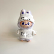 Labubu 4.0 White Logo Knit Sweater & Beanie Set
