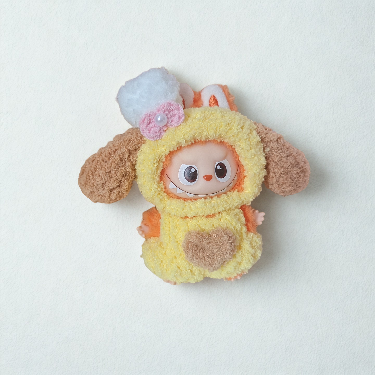 Labubu 4.0 Yellow Puppy Outfit – Bow Accent