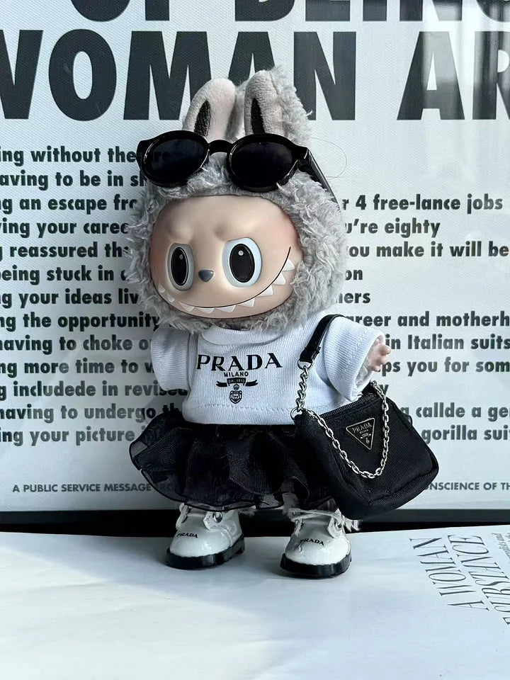 labubu prada clothes for girl Dress with Handbag