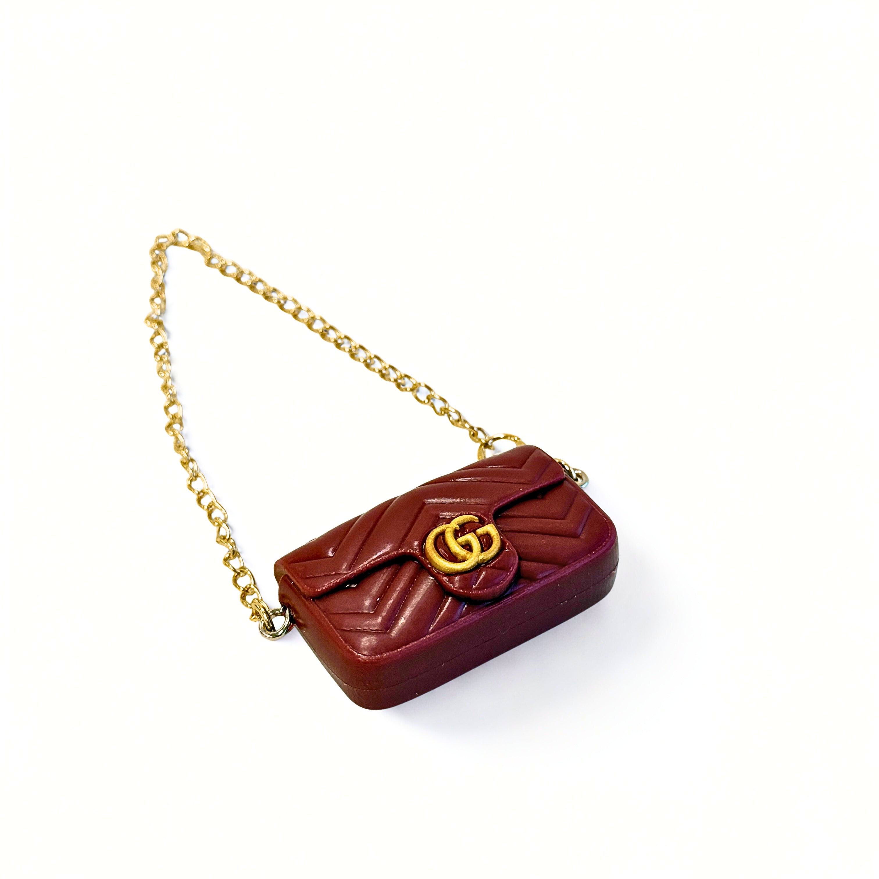 Labubu-17cm-doll-cloth Mini Quilted Handbag - Red with Gold Accent