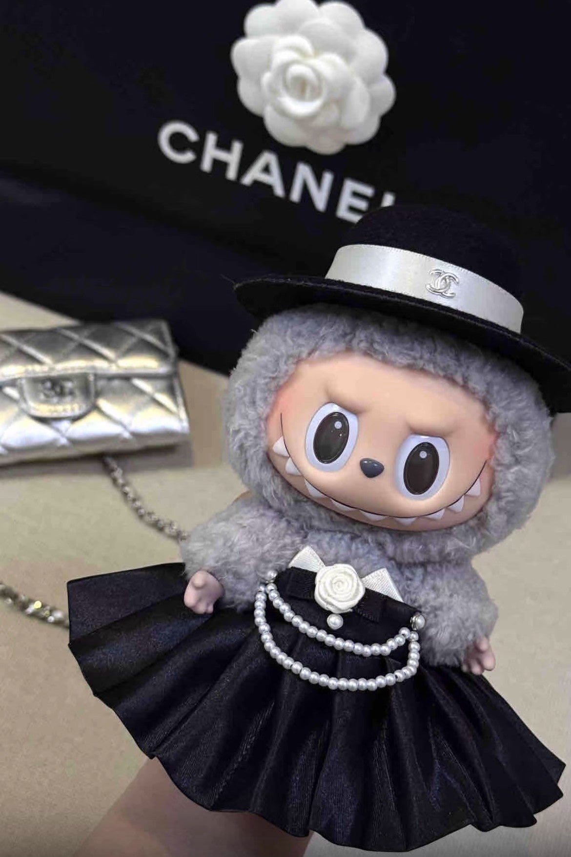 Labubu Clothes Chanel Jennie Met Gala Look Celebrity 2PCS Outfit Set