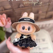 Labub Clothes Chanel Dior Gucci Designer Dress Outfits with Straw Hat and Bag