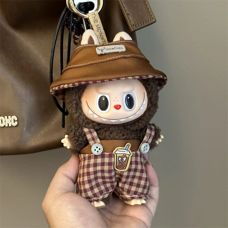 Close-up of handmade Labubu doll clothes stitching