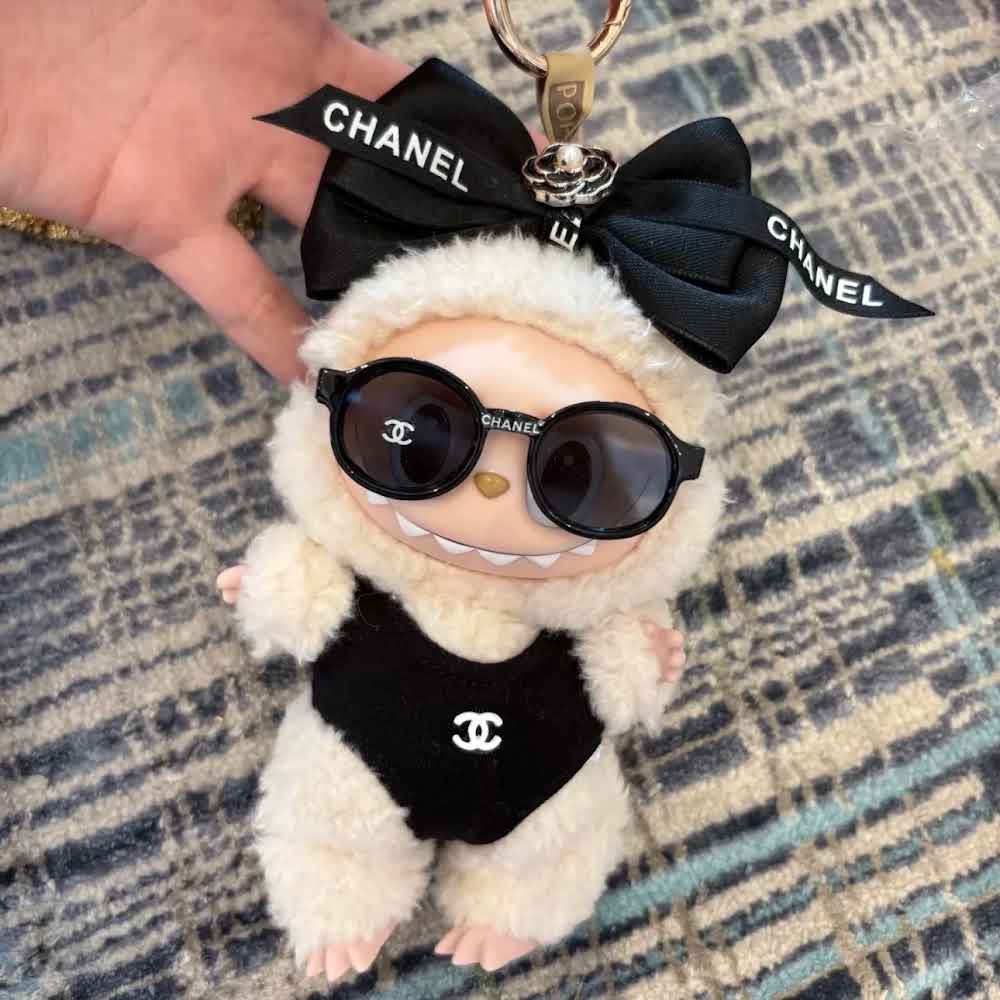 Labub Clothes Chanel Swimsuit Outfit Set with Sunglasses and Bag