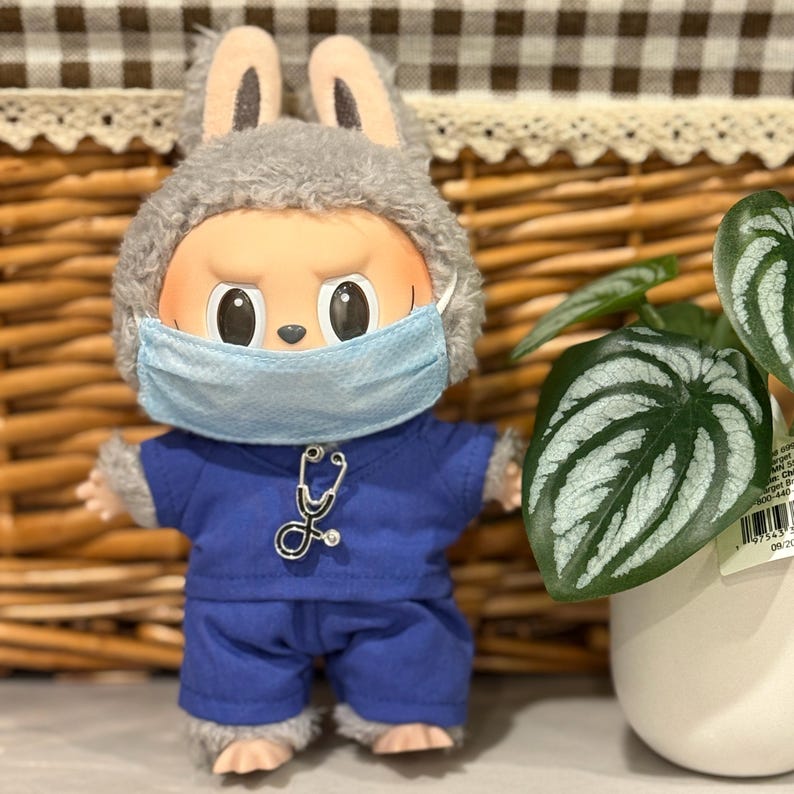 Labubu handmade doll clothes | scrubs set | Doll outfit | Labubu have a seat | Labubu macaron | Doll accessories | Pop mart | gift