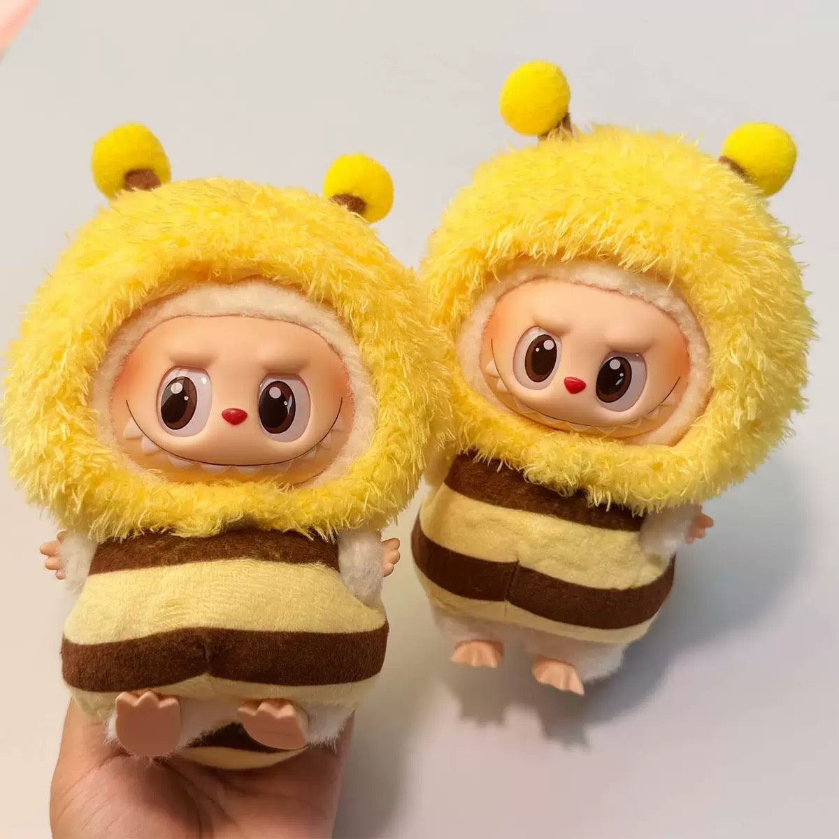 Labubu doll clothes with fuzzy bee-style pullover
