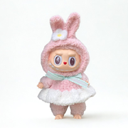 Labubu doll clothes bunny outfit with flower ear hood