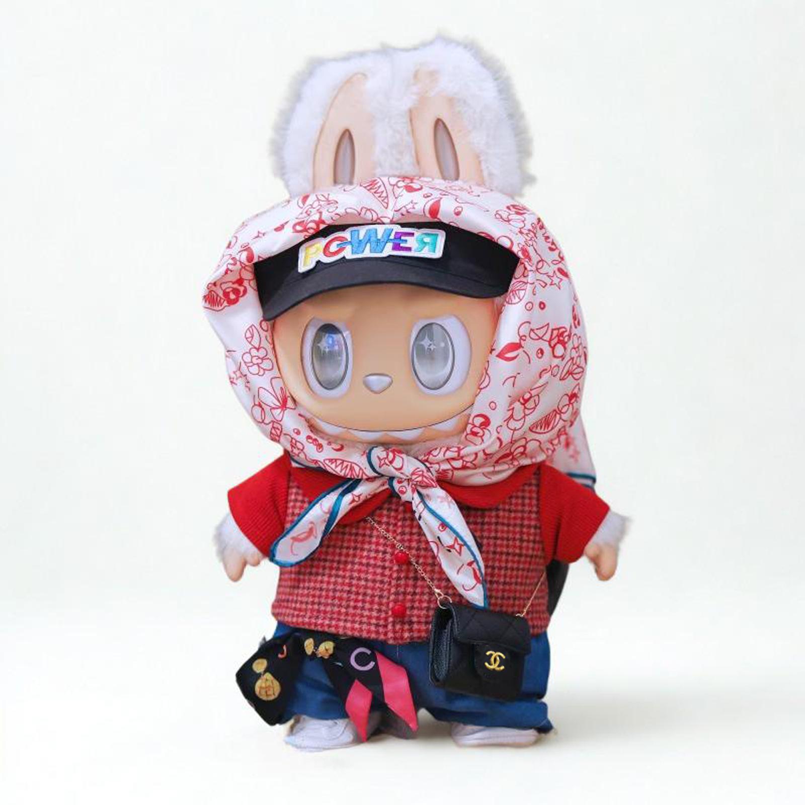Front view of Labubu doll clothes G-Dragon Power Fashion Set 7-piece collection