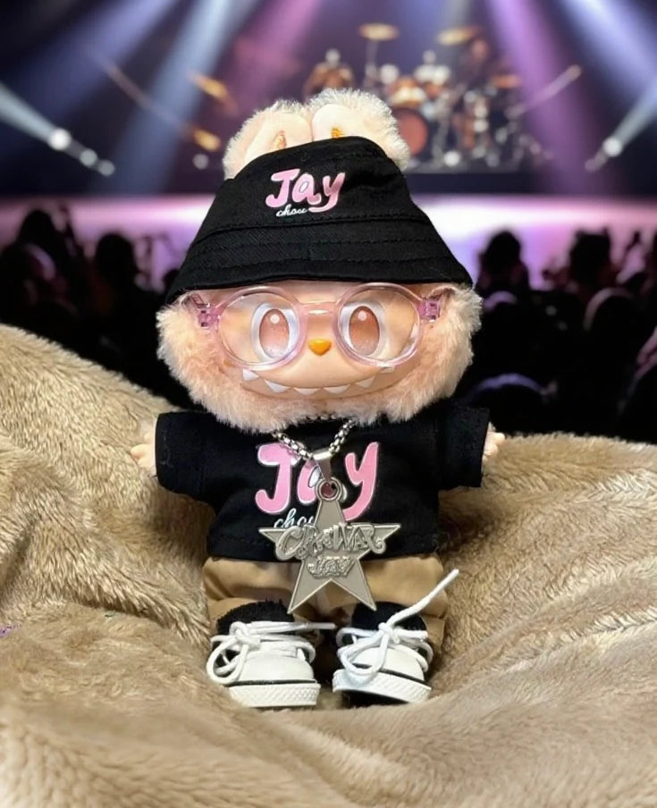 Jay Chou style Labubu doll clothes 3PC hip-hop outfit set