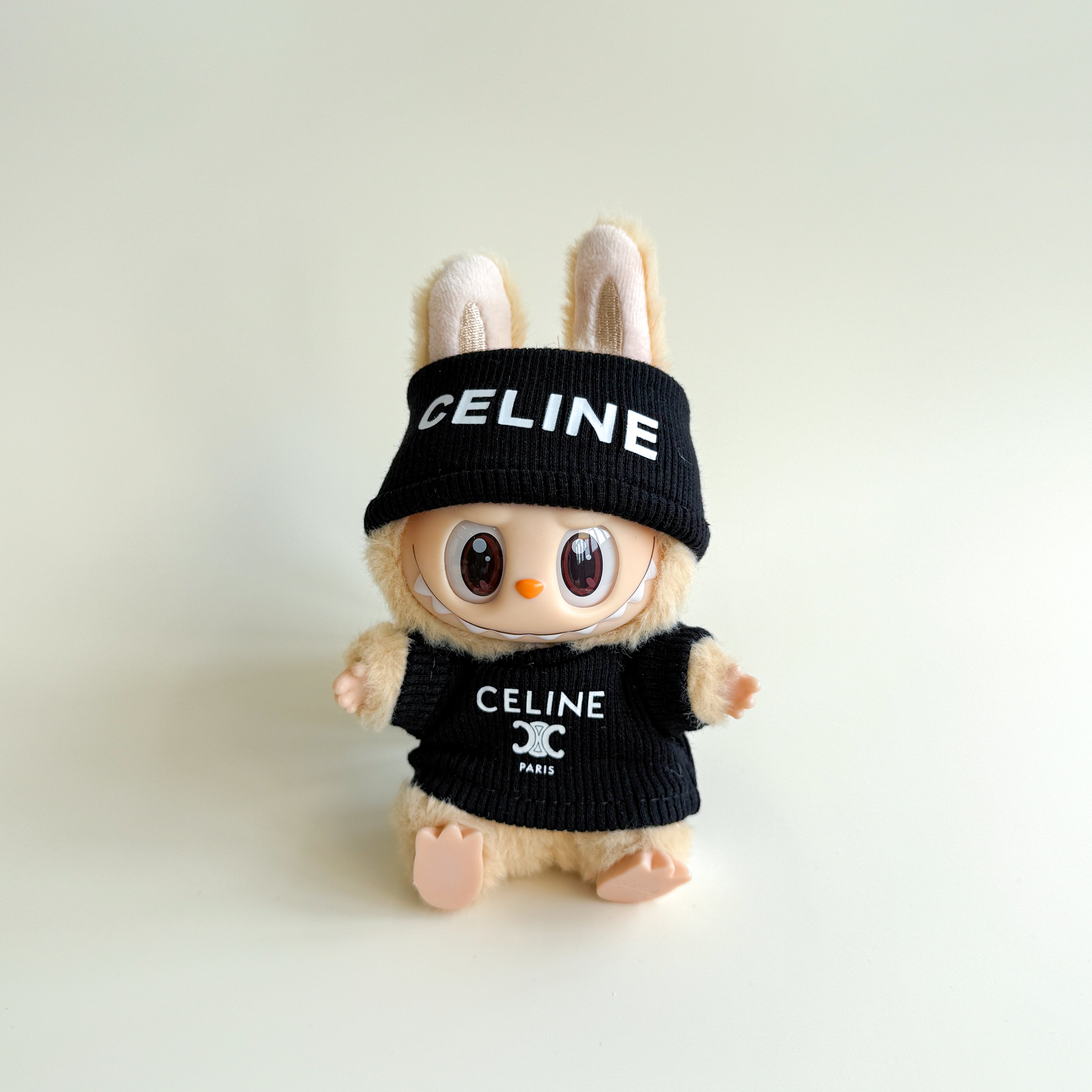 Front view of Labubu doll clothes Luxe Knit Winter Set CEL Inspired