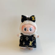 Front view of Labubu doll clothes Luxury Fashion Set L.V. Edition