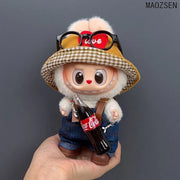 Labubu doll clothes party outfit with hat and glasses
