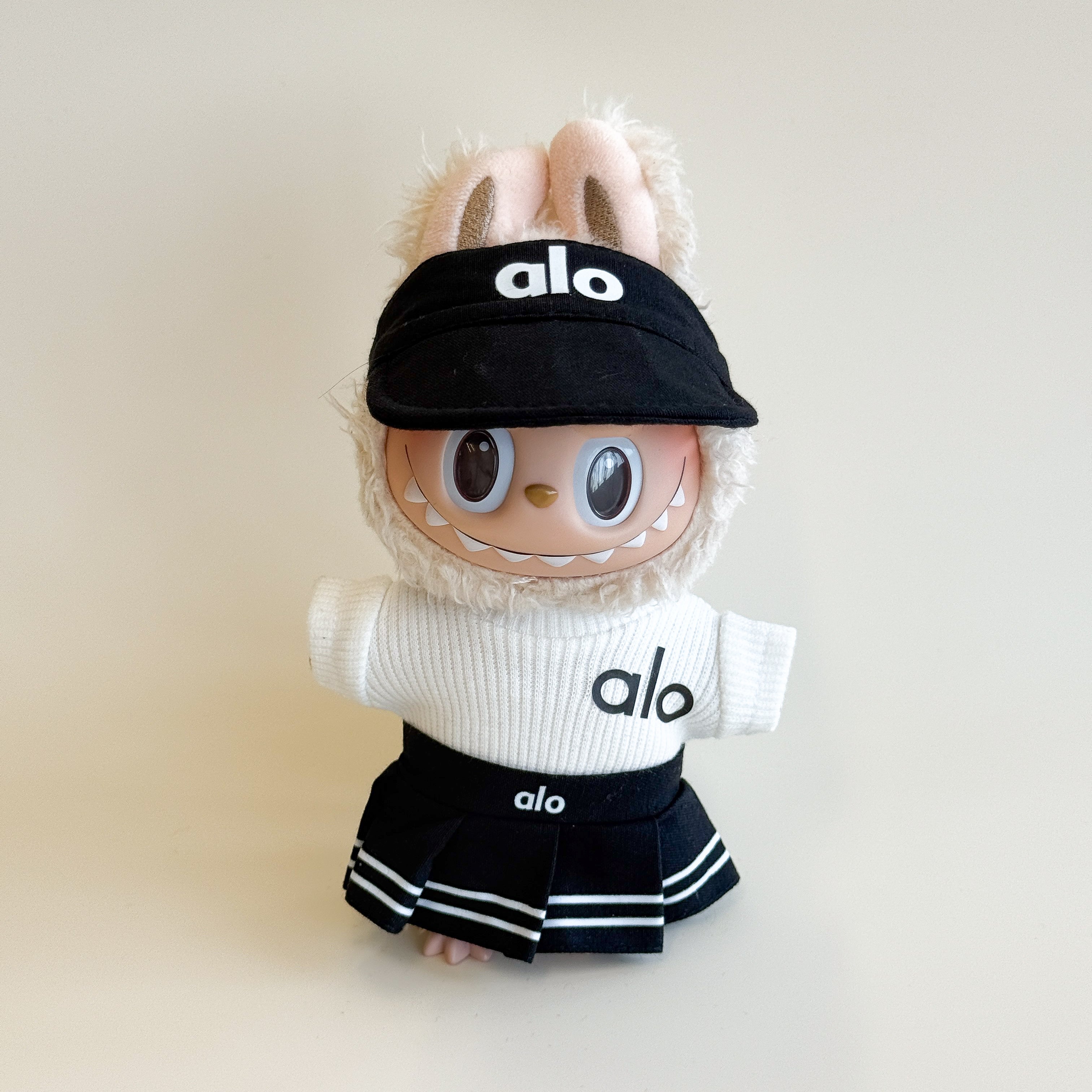 Front view of Labubu doll clothes sporty 4-piece set