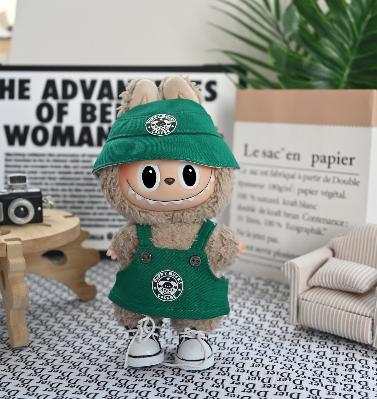 Cute labubu outfit with sporty green theme for collectors