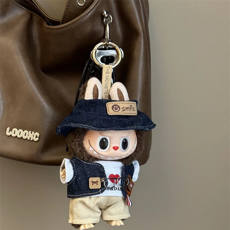 Labubu doll clothes front view with vest and pants