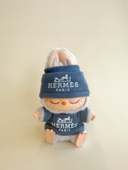 Front view of Labubu doll clothes Winter Set H Inspired for 17cm dolls