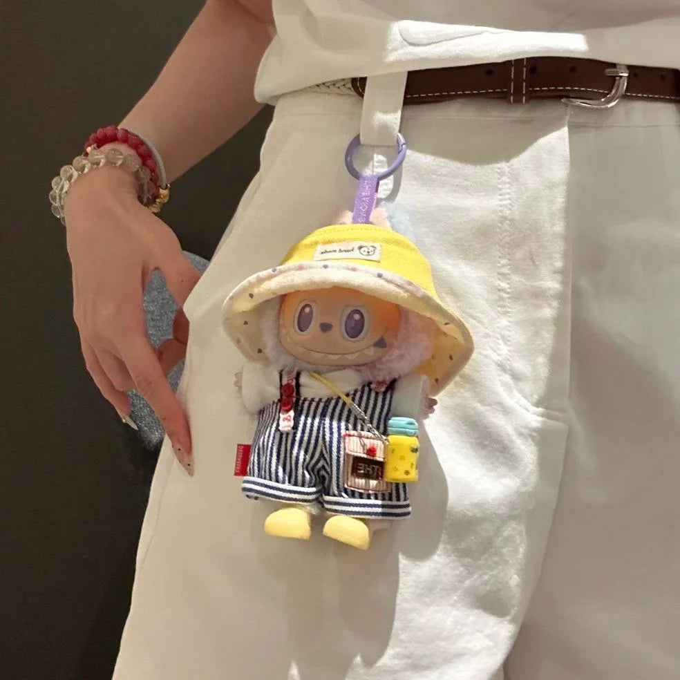 Labubu doll yellow outfit with shoes for photography