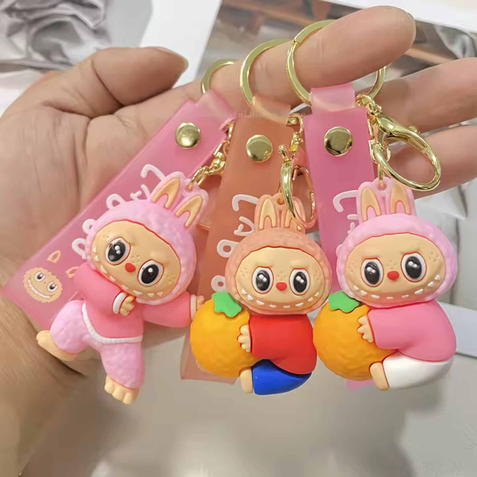 Labubu Keychain front view with cute Labubu doll clothes, perfect for collectors