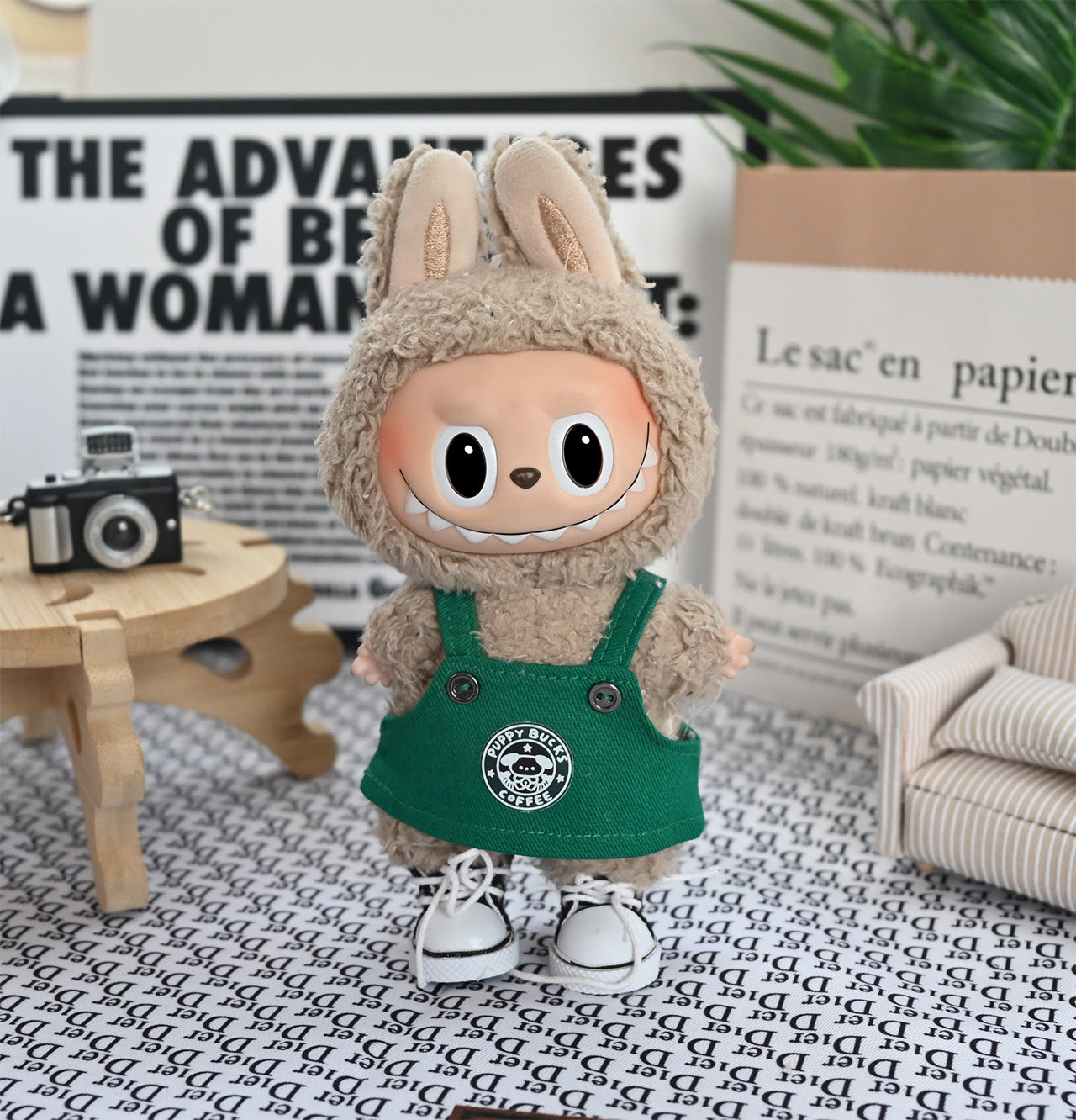 Handmade labubu clothing set with matching cap and tee