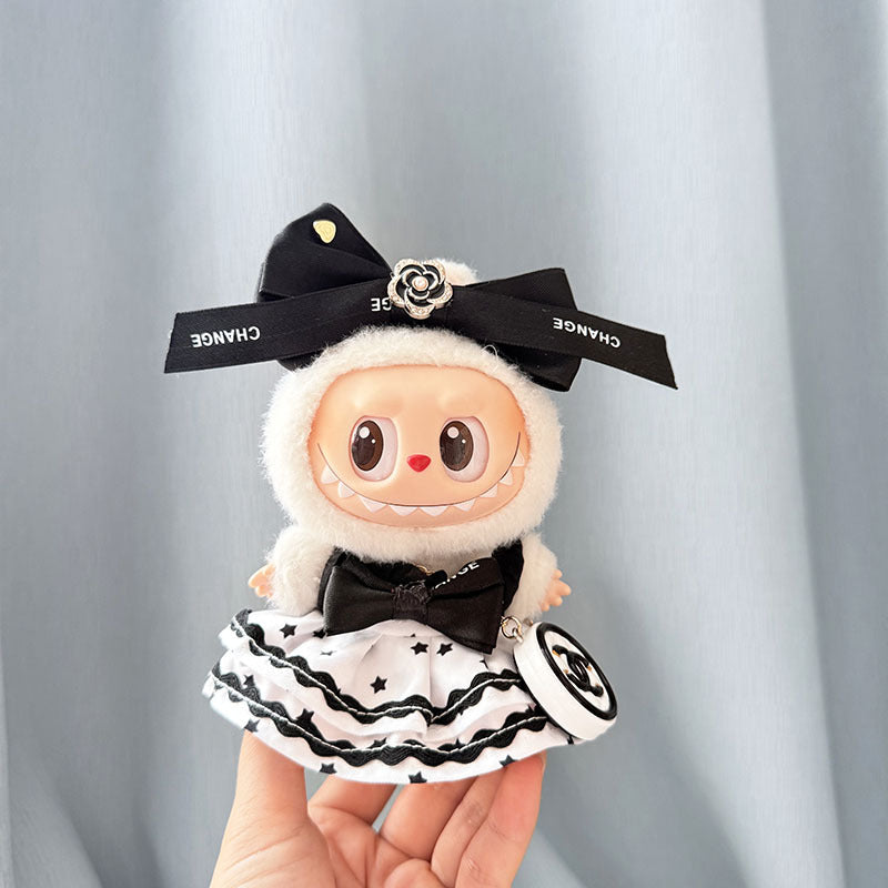 Chanel-inspired star bow for Labubu doll