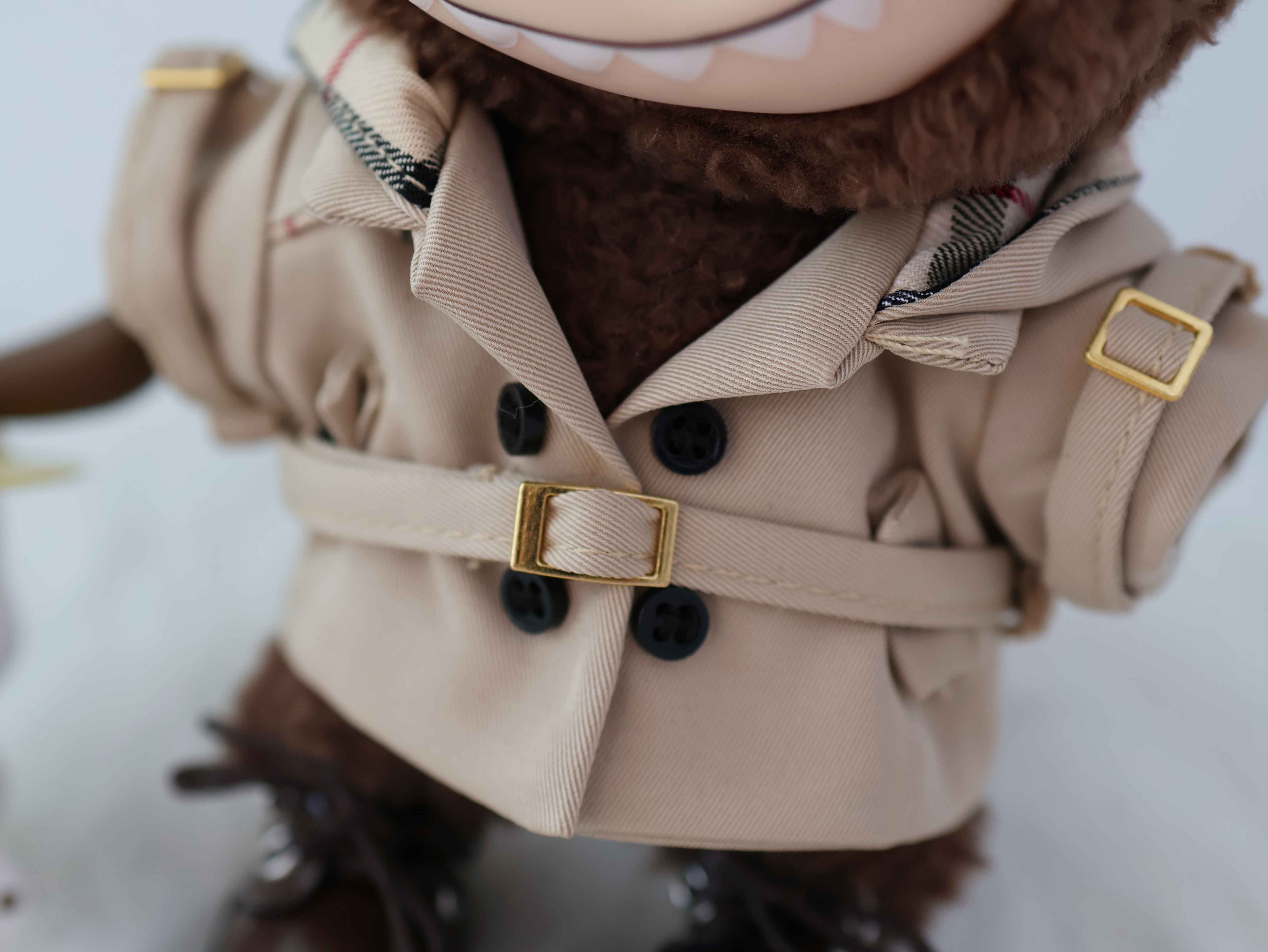 Labubu Clothes Burberry Trench Coat Outfit Set