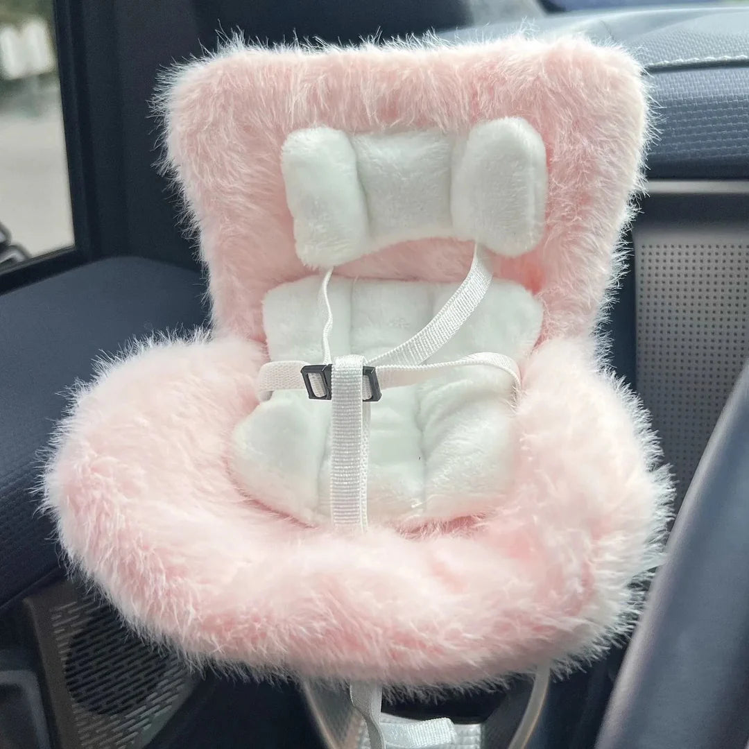pink Labubu Have a Seat Plush Car Seat in Purple & Seret Brown